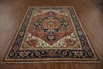 Craftsmanship Luxury Heriz Serapi Area Rug 9x12 with Central Motif