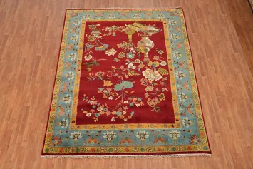 Handmade Floral Art Deco Indian Area Rug 8x10