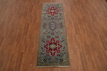 Geometric Kazak Indian Runner Rug 3x8