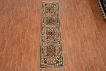 Geometric Heriz Serapi Indian Runner Rug 3x10