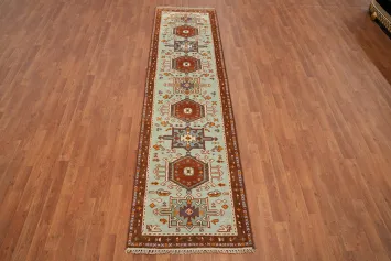 Handmade Wool Kazak Indian Runner Rug 3x10