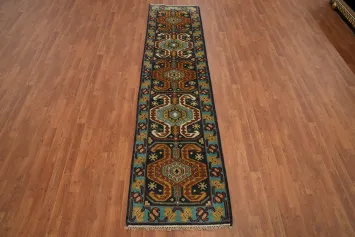 Geometric Heriz Serapi Indian Runner Rug 3x10