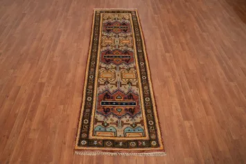 Geometric Heriz Serapi Indian Runner Rug 3x8