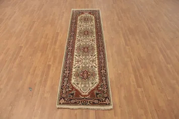 Geometric Heriz Serapi Indian Runner Rug 3x10