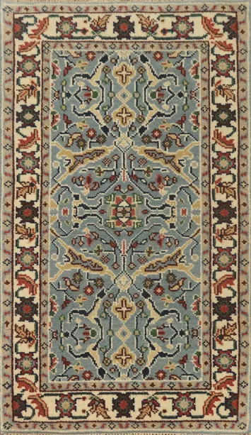 Handmade Blue Oushak Indian Rug 3x5