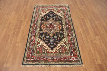 Dark Blue Handmade Heriz Serapi Indian Rug 3x5