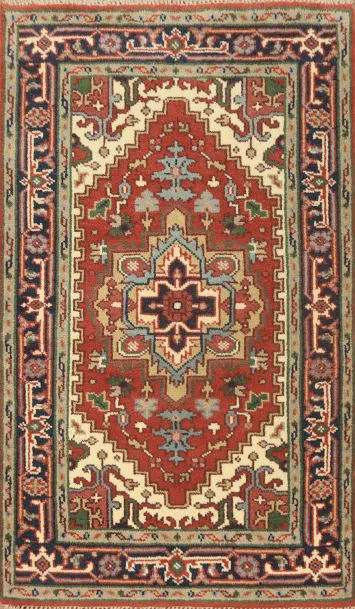 Geometric Heriz Serapi Indian Rug 3x5
