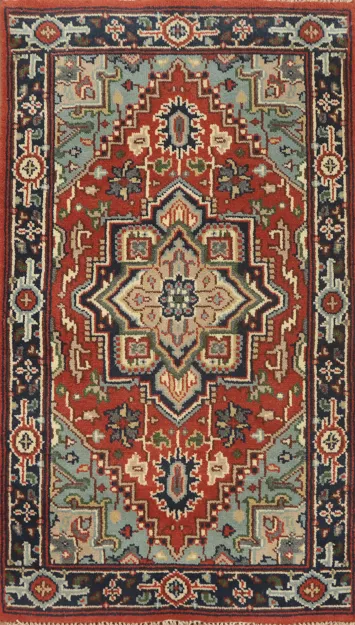 Handmade Wool Heriz Serapi Indian Rug 3x5