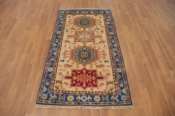 Geometric Wool Handmade Kazak Indian Rug 3x5