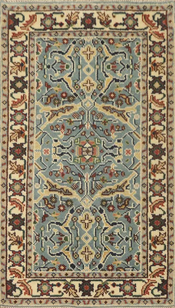 Handmade Blue Oushak Indian Rug 3x5
