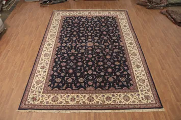 Vegetable Dye Blue Kashan Oriental Large Rug 11x16