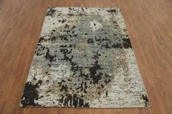 Modern Wool Abstract Indian Area Rug 6x8