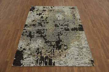 Modern Wool Abstract Indian Area Rug 6x8