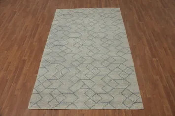 Geometric Wool Moroccan Indian Area Rug 5x8