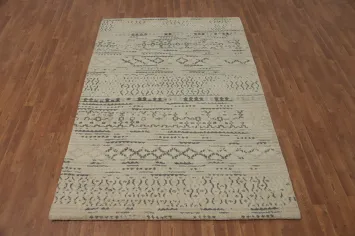 Earth Tone Wool Moroccan Indian Area Rug 5x8