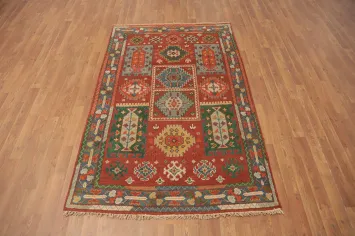 Handmade Geometric Kazak Indian Rug 4x6