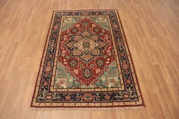 Geometric Heriz Serapi Indian Rug 4x6