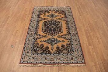 Geometric Wool Viss Indian Rug 4x6