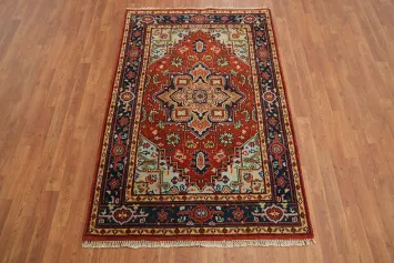 Geometric Heriz Serapi Indian Rug 4x6