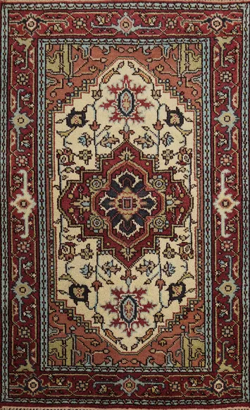 Geometric Heriz Serapi Indian Rug 4x6