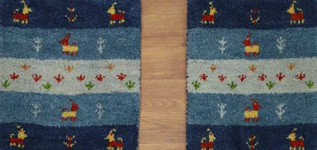 Set of 2 Handmade Wool Gabbeh Accent Rug 1x1