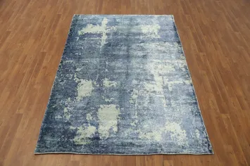 Handmade Blue Modern Abstract Area Rug 5x8