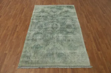 Handmade Green Oushak Oriental Area Rug 5x8