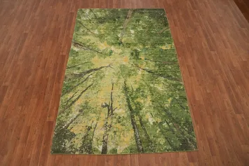 Green Modern Abstract Indian Area Rug 5x8
