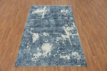 Blue Modern Abstract Indian Area Rug 5x8