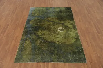 Green Modern Abstract Indian Area Rug 5x8