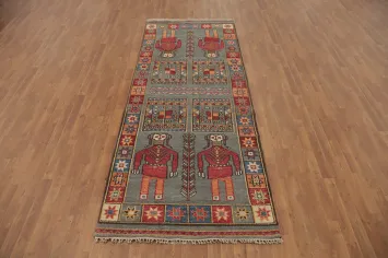 Handmade Wool Kazak Indian Runner Rug 4x10