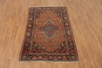 Pre-1900 Vegetable Dye Sarouk Farahan Persian Rug 4x6