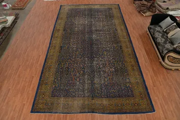 Pre-1900 Antique Vegetable Dye Kerman Ravar Persian Rug 12x21