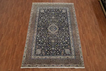 Vegetable Dye Animals Blue Nain Persian Area Rug 8x11