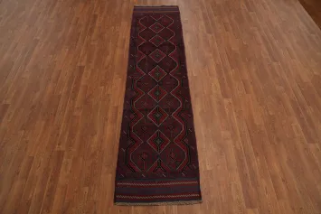 Geometric Wool Balouch Handmade Runner Rug 2x8