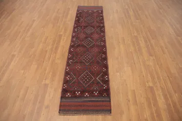 Geometric Wool Balouch Runner Rug 2x8