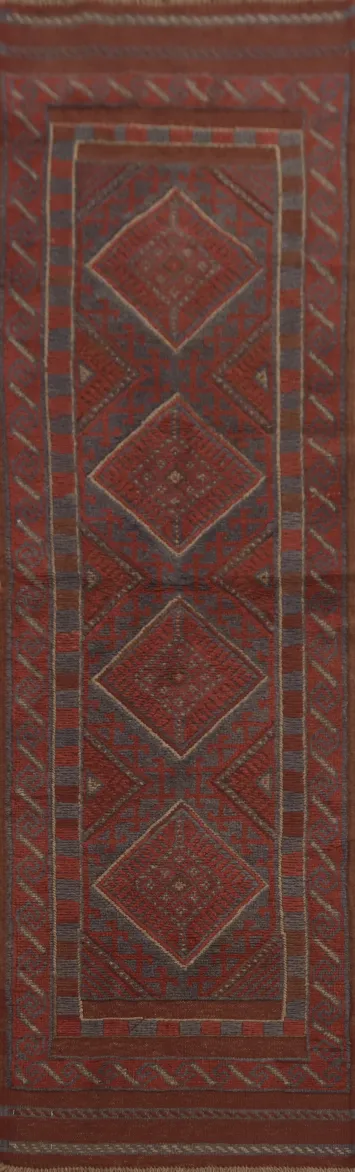 Geometric Wool Balouch Oriental Runner Rug 2x8