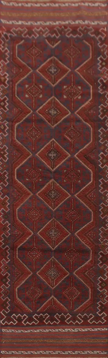 Geometric Wool Balouch Handmade Runner Rug 2x8