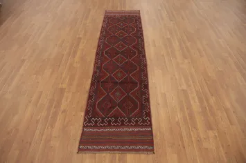 Geometric Wool Balouch Handmade Runner Rug 2x8