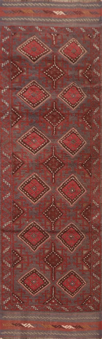 Geometric Wool Balouch Runner Rug 2x8