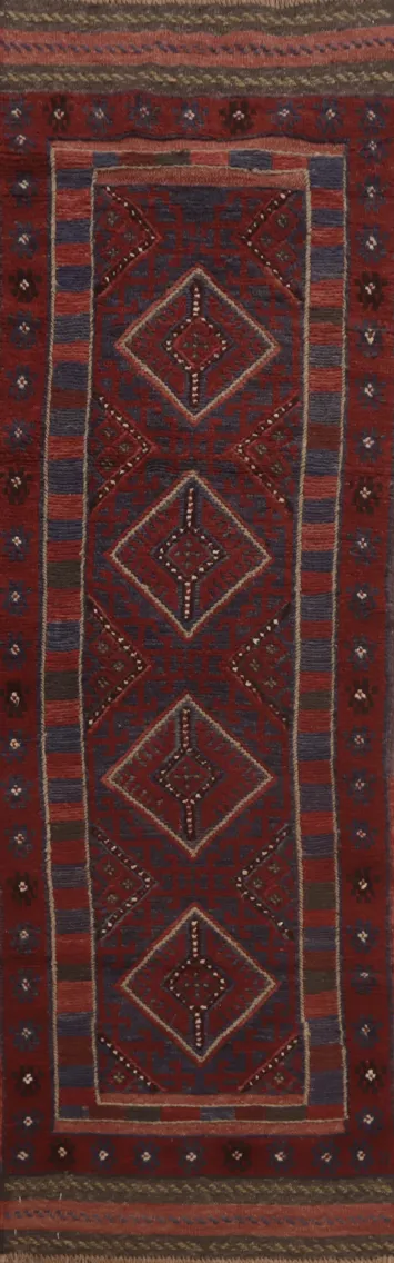 Geometric Wool Balouch Oriental Runner Rug 2x7