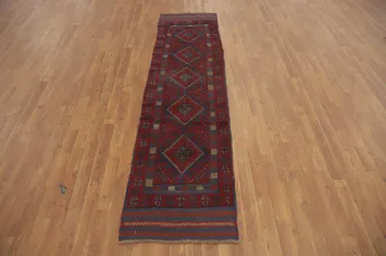 Geometric Wool Balouch Handmade Runner Rug 2x8