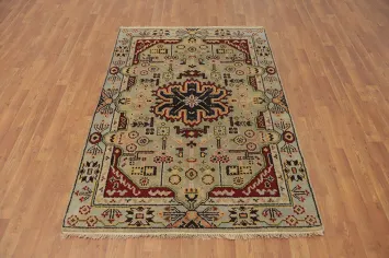 Geometric Kazak Indian Rug 4x6
