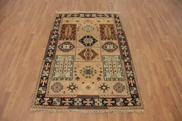 Geometric Kazak Handmade Wool Rug 4x6