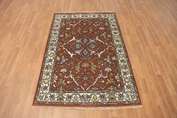 Handmade Orange Oushak Accent Wool Rug 4x6