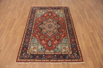 Geometric Heriz Serapi Indian Rug 4x6