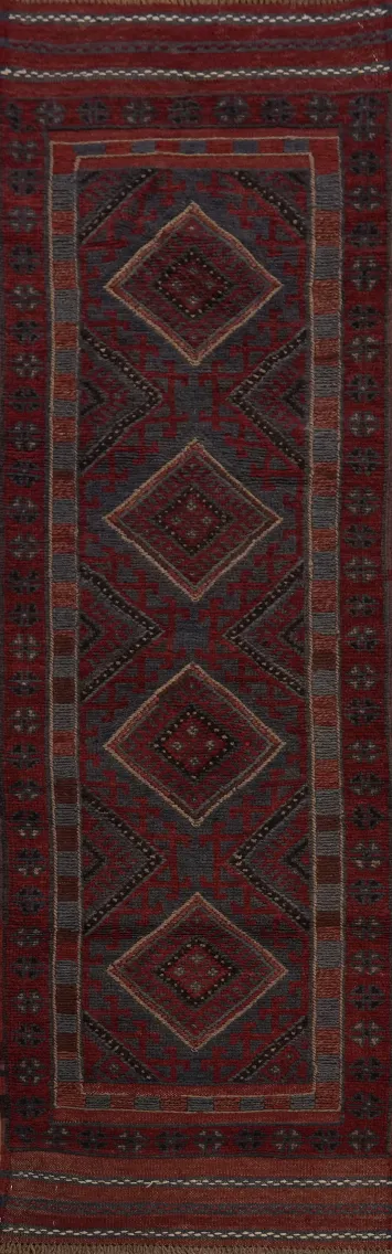 Tribal Wool Balouch Oriental Runner Rug 2x8