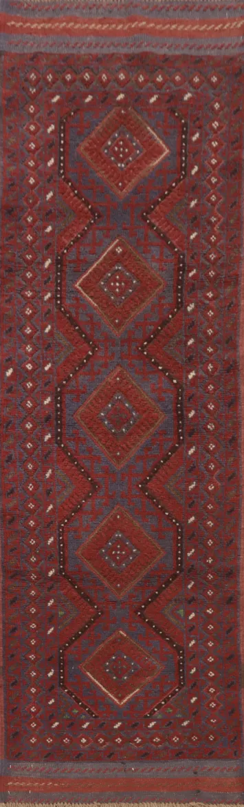 Tribal Wool Balouch Afghan Runner Rug 2x8