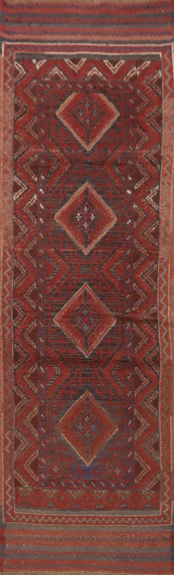 Tribal Red Balouch Handmade Runner Rug 2x8