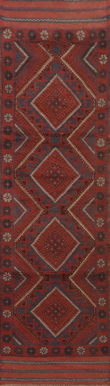 Tribal Wool Balouch Oriental Runner Rug 2x8